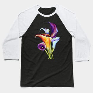 Watercolor Calla Lilies Bouquet Blooming Baseball T-Shirt